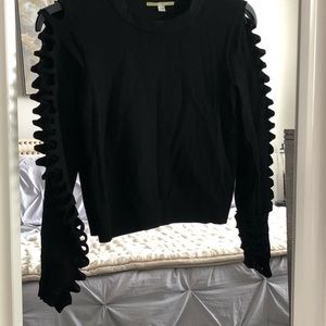 Gianni Bini Black Cropped Sweater with open sleeves SZ XS